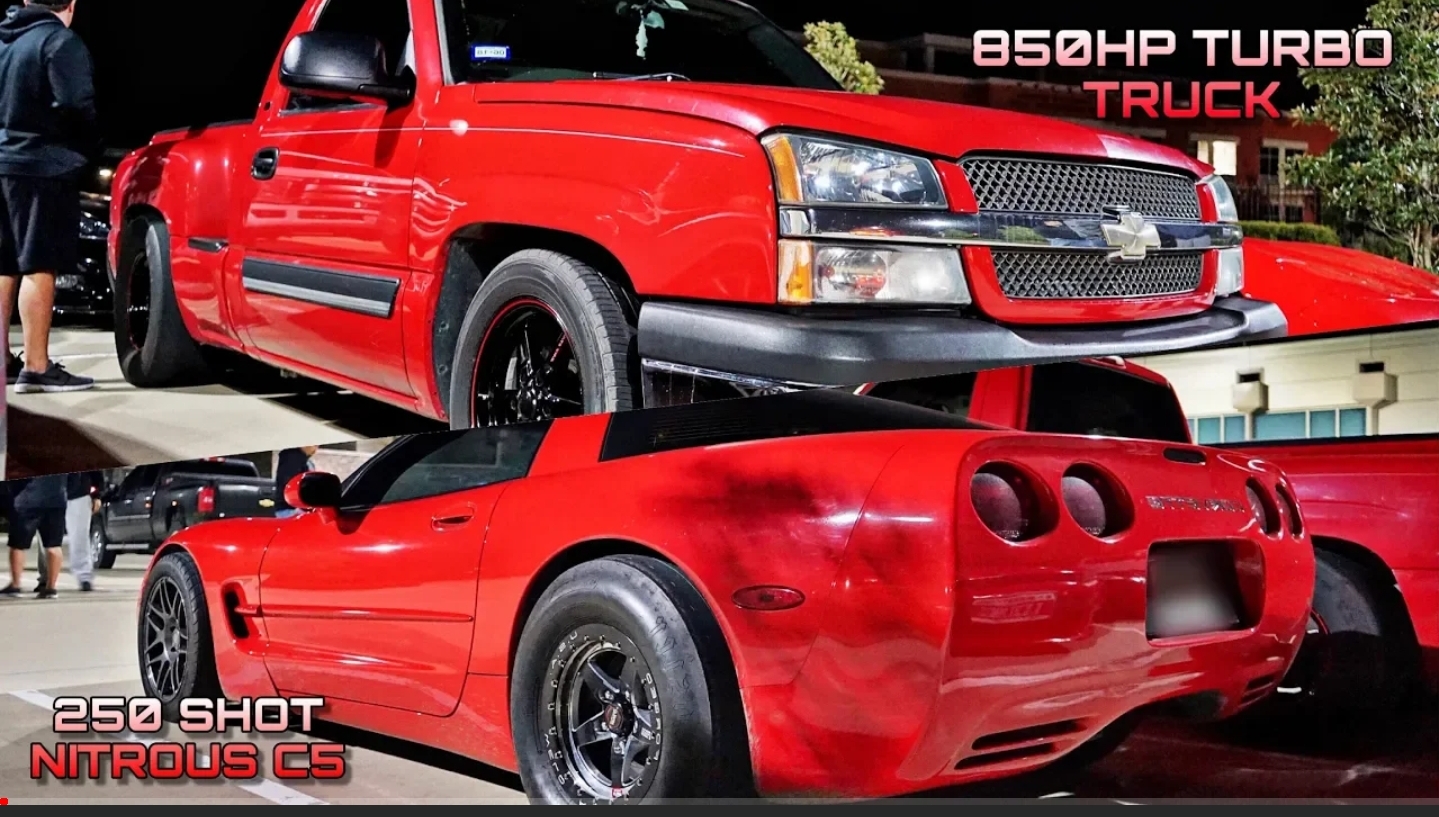 850hp Turbo Truck Vs Nitrous Corvette Turbo Mustang 800