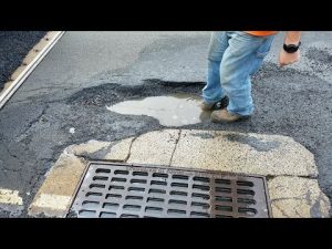 Oblivious Drivers Bottoming Out Hitting Pothole on 1 & 9