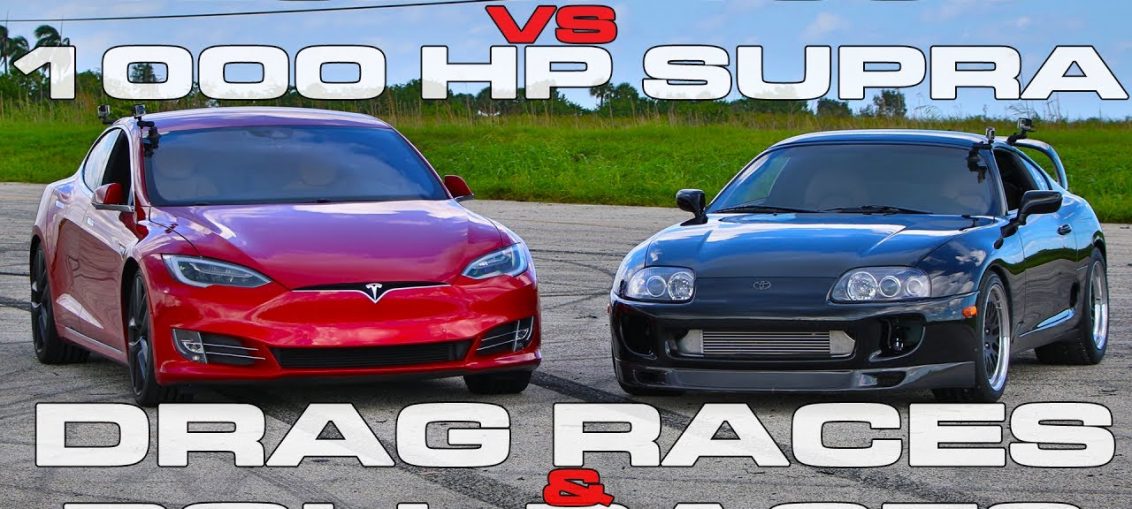 Supra vs Tesla dragrace rollrace