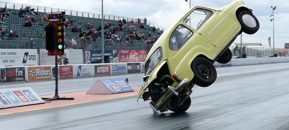 Fiat 500 drag race crash