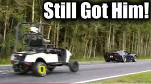 Hayabusa Swapped Golf Cart Gives Built Corvette a Head Start in Drag Race
