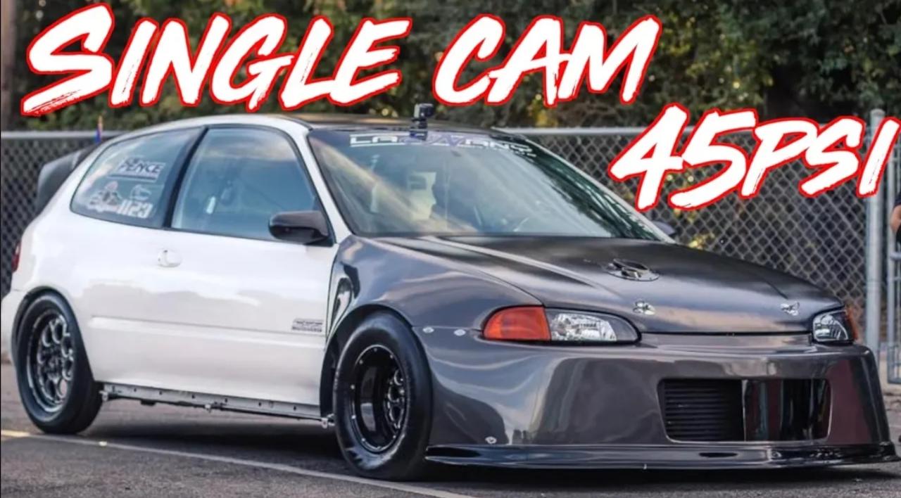 Stock Block Single Cam Honda Civic 45 psi! 9Sec Civic Turbo and Stance