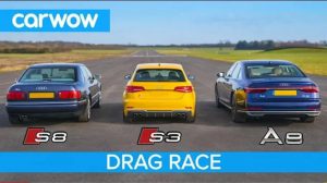 Audi S8 vs Audi S3 vs Audi A8 - DRAG RACE