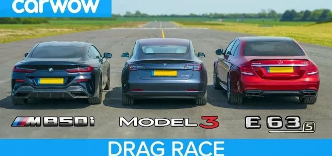 Tesla Model 3 vs BMW M850i vs Mercedes-AMG E63