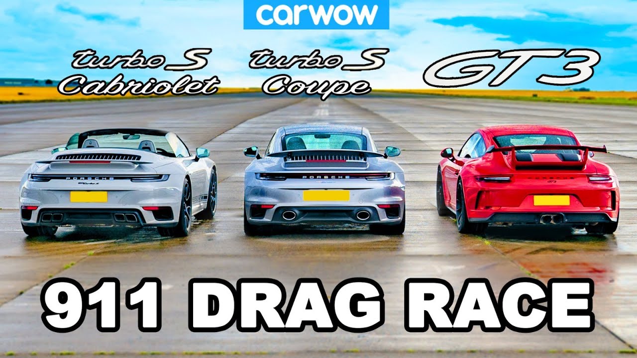 Porsche 911 GT3 vs New Turbo S Coupé and Cabriolet DRAG RACE Turbo