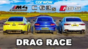 BMW M4 vs AMG C63 vs Audi RS5 - DRAG RACE Roll RACE