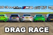 Audi RS3 vs AMG A45 vs BMW M2 vs Porsche Cayman GTS vs VW Golf R: DRAG RACE