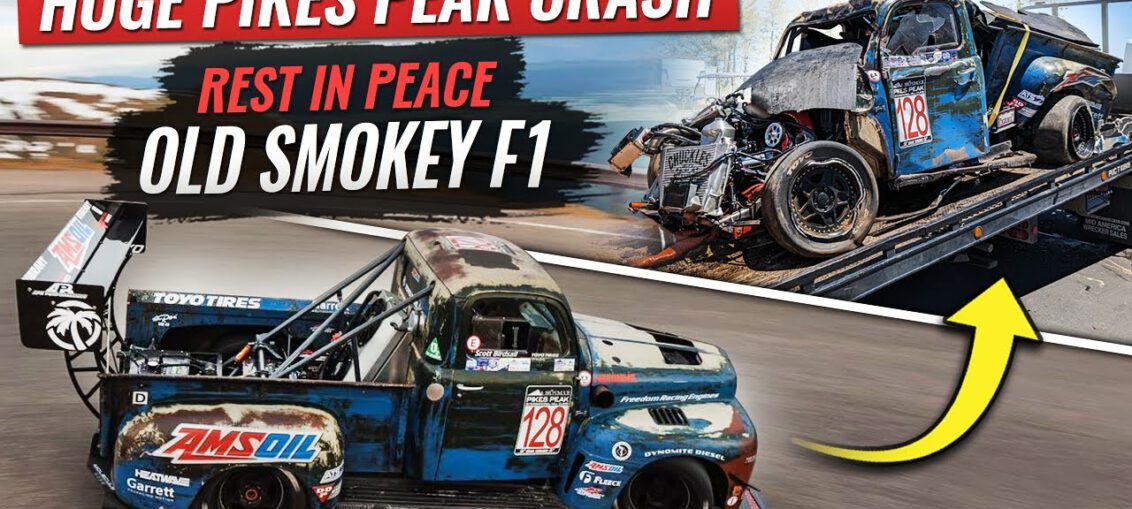 Huge Pikes Peak Crash with Old Smokey F1 Truck Turbo and Stance