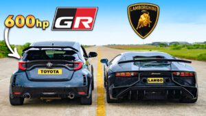 600HP GR Yaris v Lambo Aventador SV: DRAG RACE