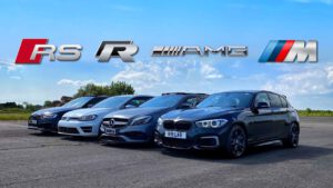 FASTEST TUNED HOT HATCH RS3 v M140i v GOLF R v A45 AMG