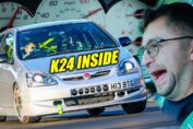 Honda Civic EP3 Type R with K24 engine swap driving flat out on the Nürburgring Nordschleife