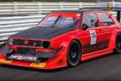 Onboard view of a 500HP Volkswagen Golf MK2 Time Attack car with sequential gearbox racing at Misano circuit