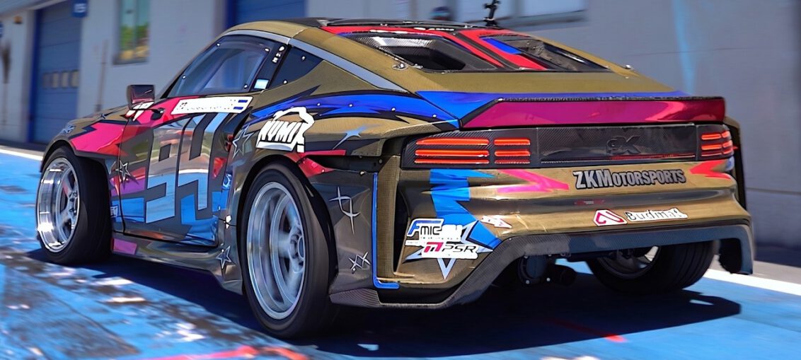1000+whp supercharged LS V8 swapped Nissan 400Z drift car sliding at Drift Masters Vallelunga circuit 2026