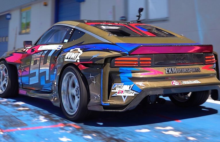 1000+whp supercharged LS V8 swapped Nissan 400Z drift car sliding at Drift Masters Vallelunga circuit 2026