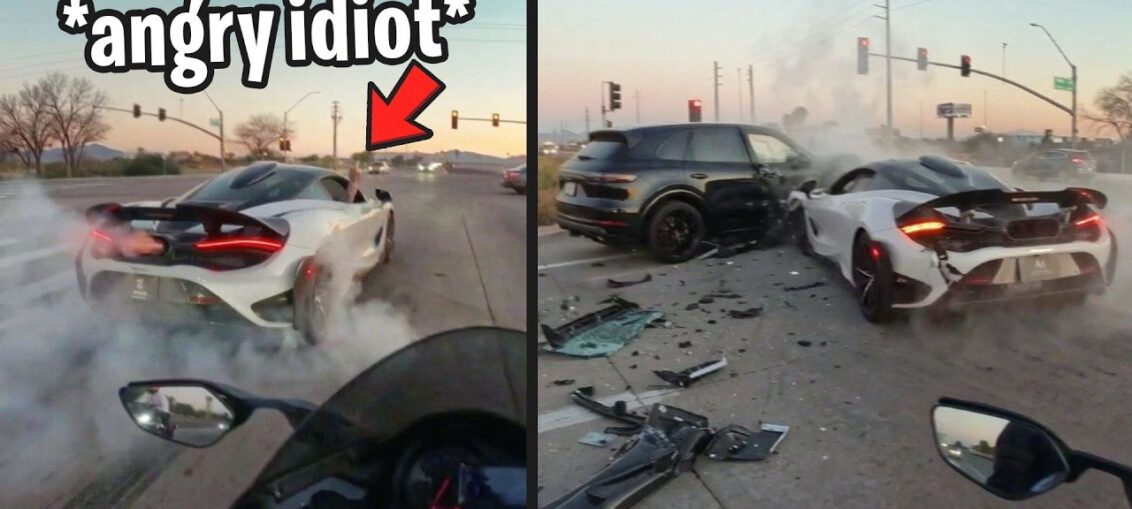 Compilation video showing supercar drivers and valets causing accidents, failed stunts, reckless driving, and expensive car damage involving Ferraris, Lamborghinis, and Porsches.