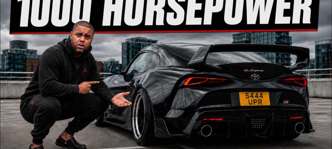 1000HP single turbo Toyota Supra accelerating during POV street drive with loud turbo spool and aggressive gear shifts