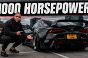 1000HP single turbo Toyota Supra accelerating during POV street drive with loud turbo spool and aggressive gear shifts