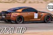 Nissan GT-R R35 1721HP twin turbo accelerating at high speed on Autobahn