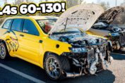 2200HP twin turbo Jeep Trackhawk accelerating during street racing showcasing the world’s fastest high performance SUV build
