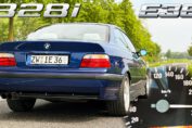 BMW E36 328i accelerating on Autobahn during POV top speed and acceleration test