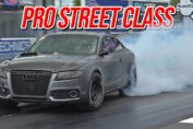 Pro Street drag racing cars launching at Doorslammers 2026 during qualifying and elimination rounds at Santa Pod Raceway.