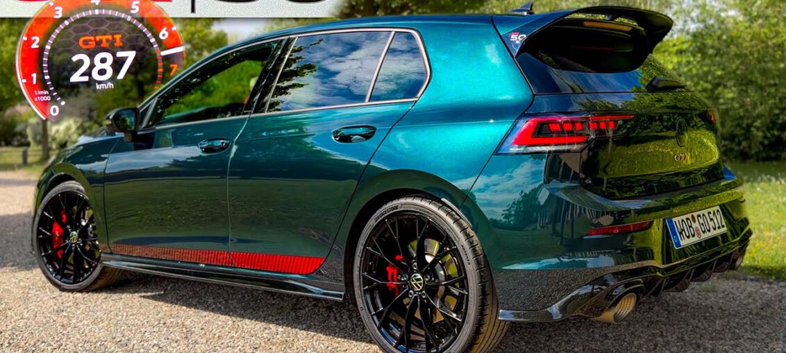 VW Golf GTI Edition 50 accelerating to 290 km/h during a full Autobahn top speed test