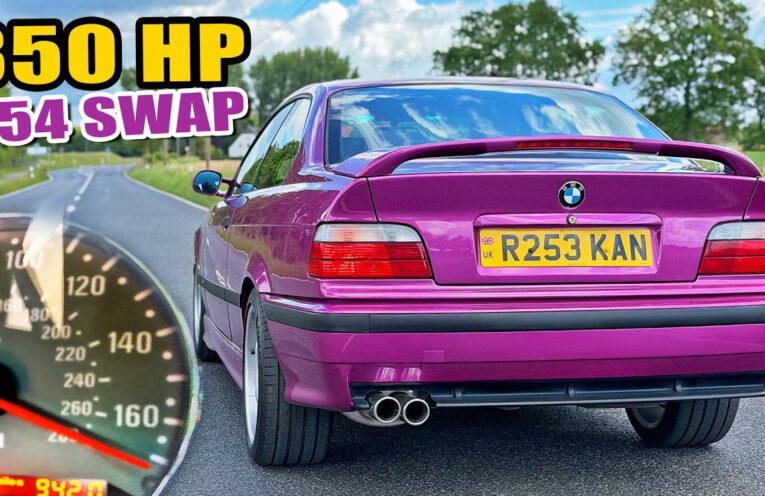 BMW M3 E36 EVO with S54 engine swap during acceleration and POV driving test