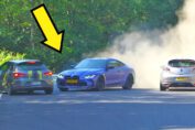 Multiple drivers experience near crashes and mistakes during a hot Nürburgring Nordschleife tourist driving session.