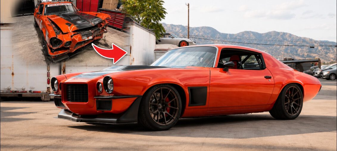Custom 1970 Chevrolet Camaro Pro Touring race car with a supercharged LSA V8 engine, carbon fiber body panels, wide wheels, and track-focused suspension showcased during a detailed walkaround and feature.