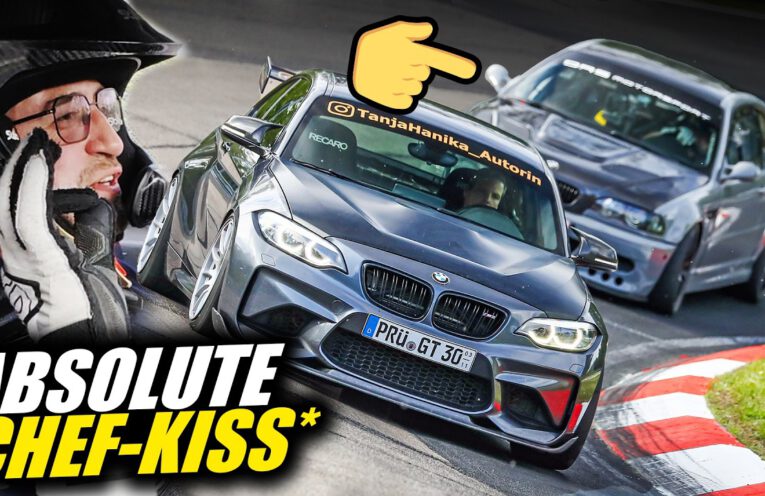 BMW E46 M3 with ZF8HP automatic gearbox swap driving on the Nürburgring alongside a BMW M2.