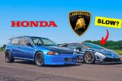 900HP four-wheel-drive Honda Civic EG racing a 1150HP twin-turbo Lamborghini Huracán
