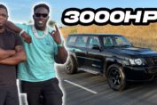DMO driving his 3000HP twin-turbo Nissan Patrol during a high-powered road test in London.