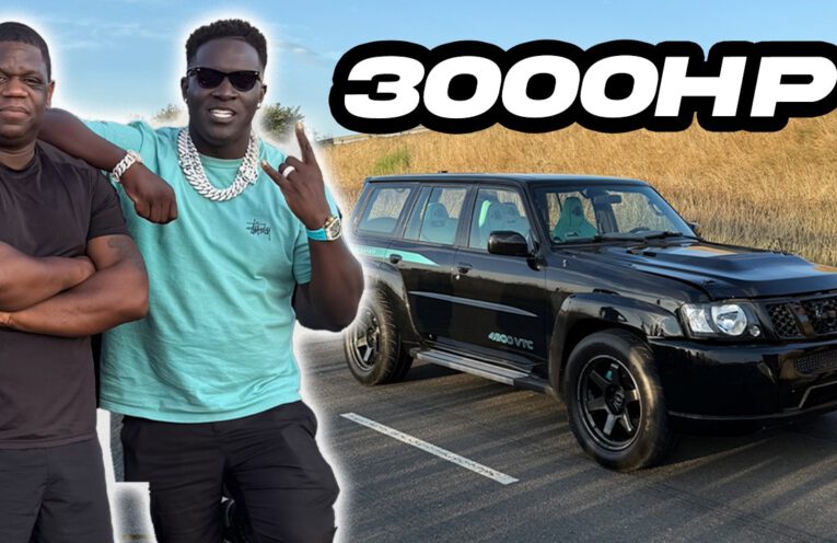 DMO driving his 3000HP twin-turbo Nissan Patrol during a high-powered road test in London.