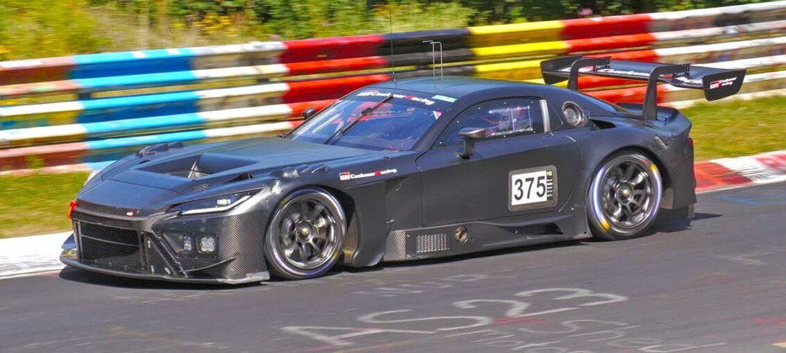 2027 Toyota GR GT3 prototype testing at the Nürburgring Nordschleife driven by Kamui Kobayashi.