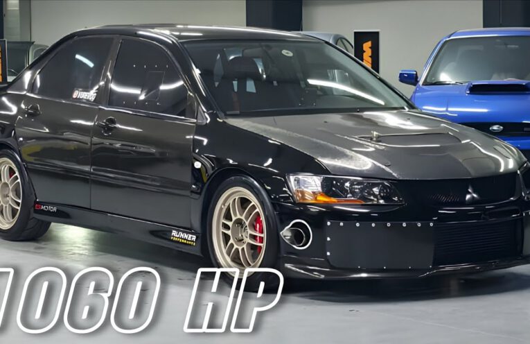 1060 HP Mitsubishi Evo IX with Precision PT6670 turbo accelerating during a high-speed 100-200 km/h pull.