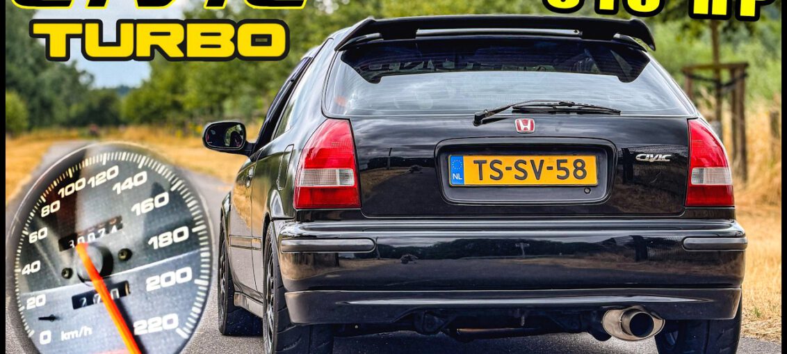 610HP Honda Civic with a big turbo B18 engine during a POV test drive