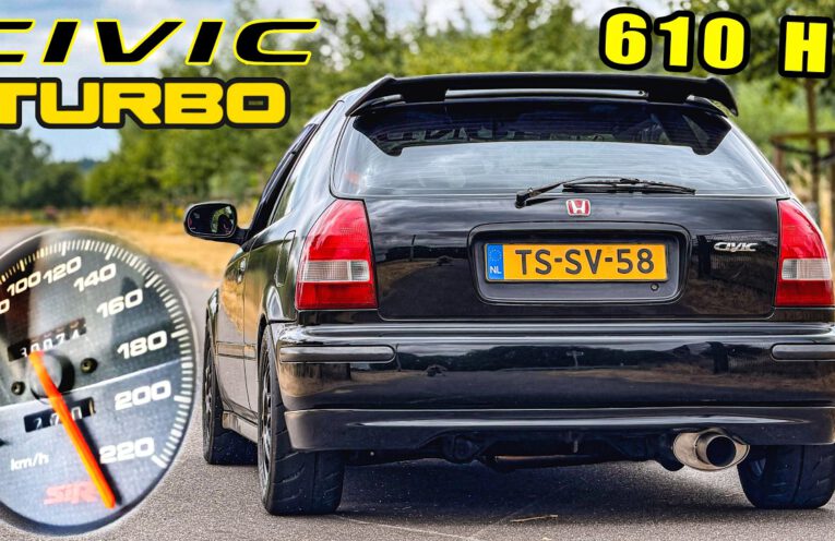 610HP Honda Civic with a big turbo B18 engine during a POV test drive