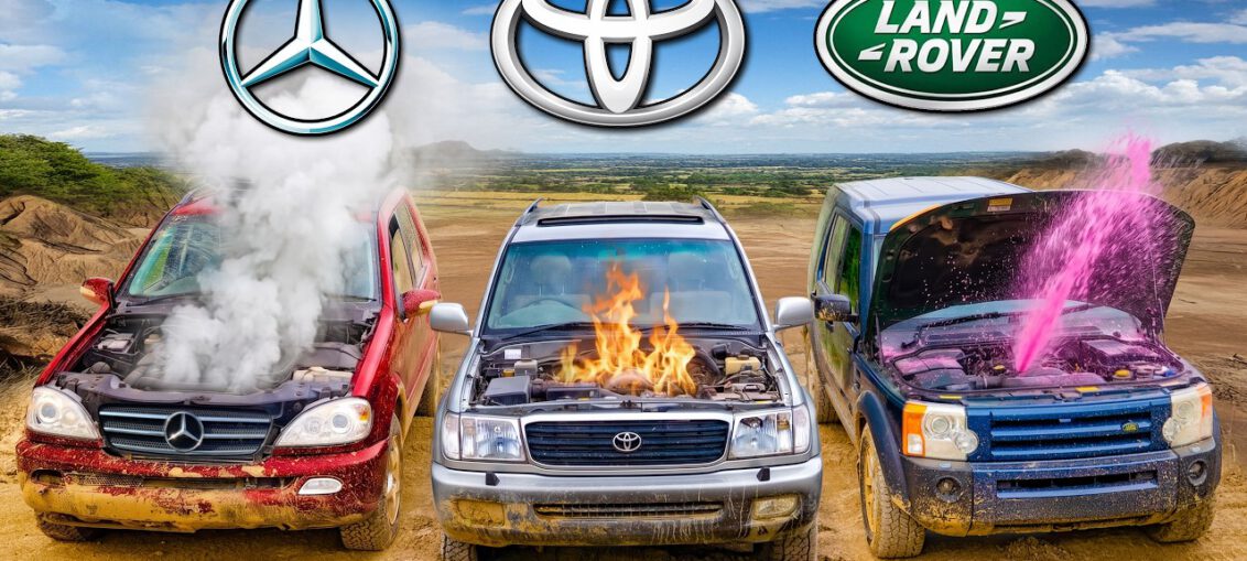 Toyota Land Cruiser, Mercedes ML and Land Rover Discovery lined up for a brutal engine durability test to determine which SUV has the strongest engine.