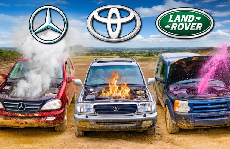 Toyota Land Cruiser, Mercedes ML and Land Rover Discovery lined up for a brutal engine durability test to determine which SUV has the strongest engine.