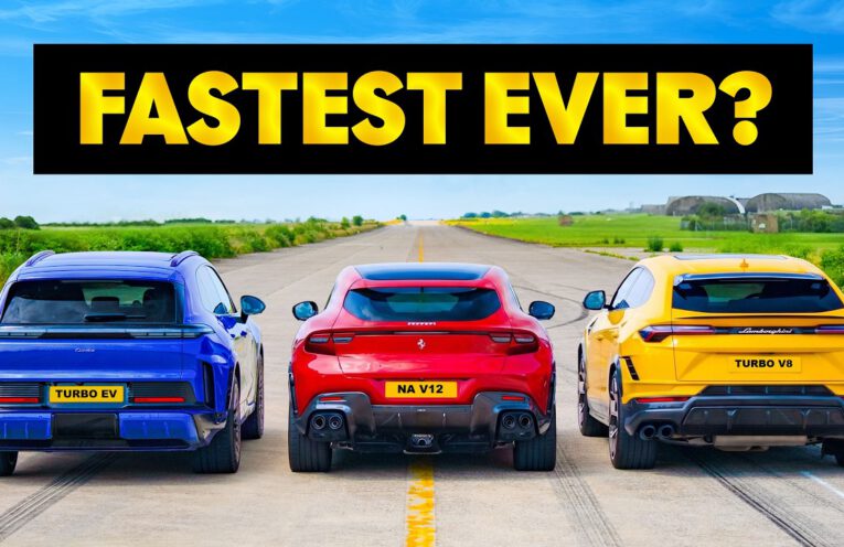 Porsche Cayenne Turbo Electric vs Lamborghini Urus Performante and Ferrari Purosangue