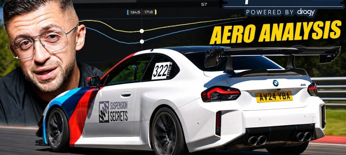 BMW G87 M2 with aero kit being analyzed for corner speed and telemetry at the Nürburgring