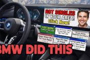 BMW dashboard displaying a Spider-Man advertisement inside a car
