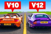 Porsche Carrera GT racing a TWR supercar and tuned Dodge Viper ACR in a RWD drag race