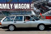 963HP VW Passat B2 Wagon with an Audi five-cylinder Quattro engine launching down a drag strip.