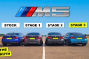 BMW M5 tuning comparison showing stock Stage 1 Stage 2 and Stage 3 M5 Competition