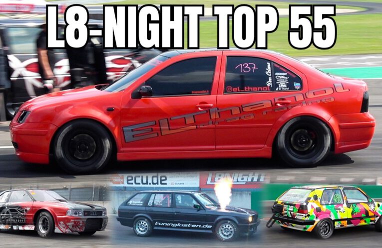 Top 55 quickest drag racing cars launching at L8-Night 2026 during quarter-mile competition.