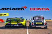 McLaren 720S racing a lightweight turbocharged classic Mini