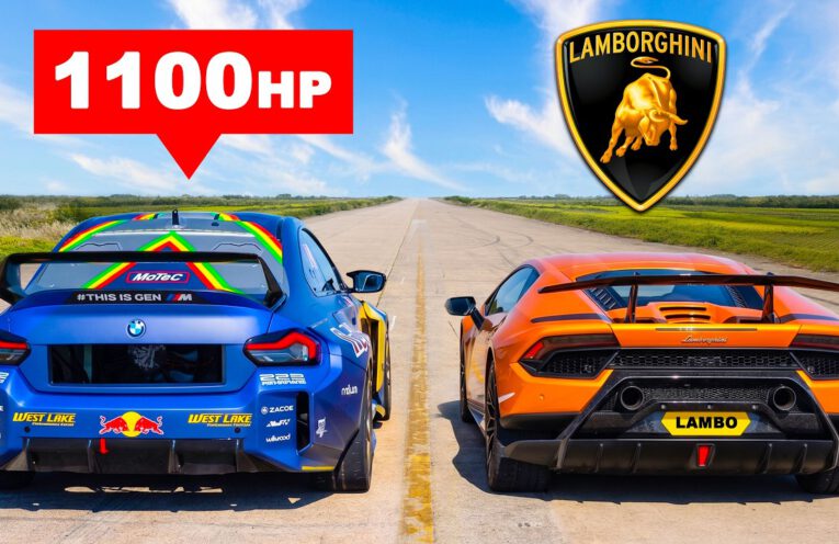 1100HP RWD BMW M2 racing a 640HP AWD Lamborghini Huracan Performante
