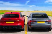 New Audi RS5 racing a tuned Audi S4 in a drag race