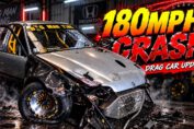 Heavily damaged Honda Civic EG drag car after crash at Santa Pod
